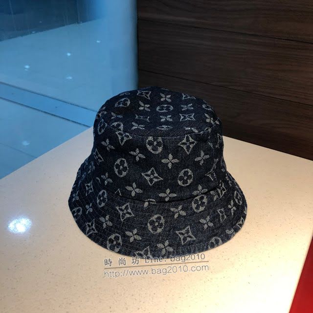 LV男女同款帽子 路易威登牛仔布印花漁夫帽遮陽帽  mm1083